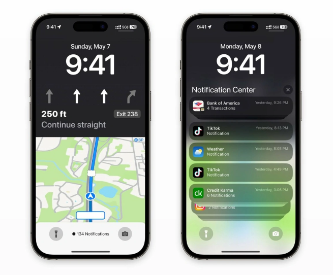 文山苹果维修服务分享iOS17锁屏地图导航半屏显示长什么样 
